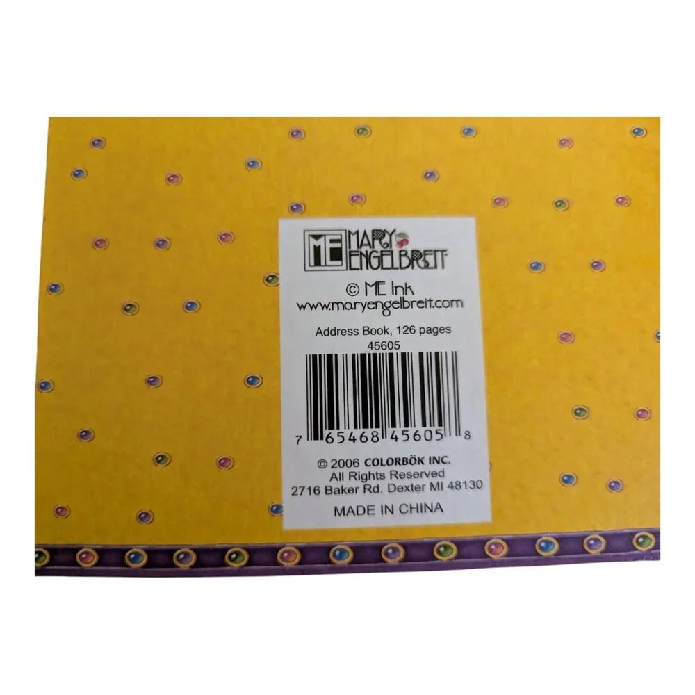 Mary Engelbreit 2006 Spiral Bound Yellow Address Book with Crowned Girl Unused